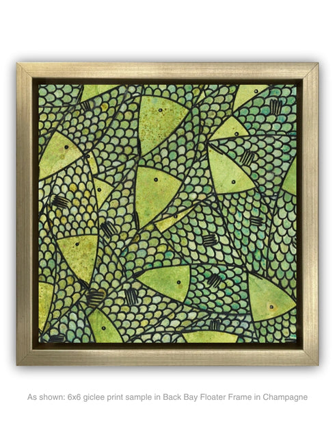 Green Gold Sardines | Framed Giclee Print on Canvas